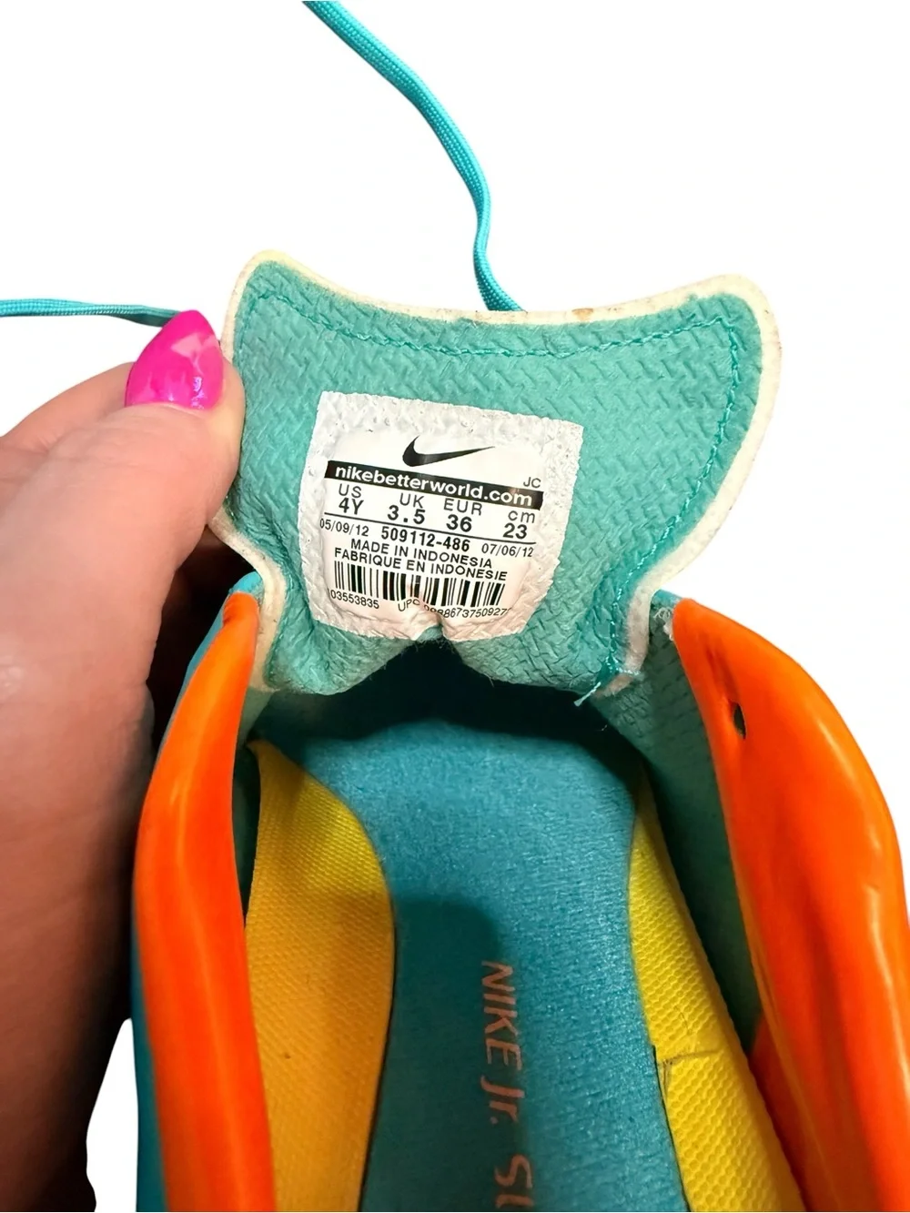 Nike Mercurial Indoor Soccer Shoes Youth 4Y Teal Orange Turf Cleats